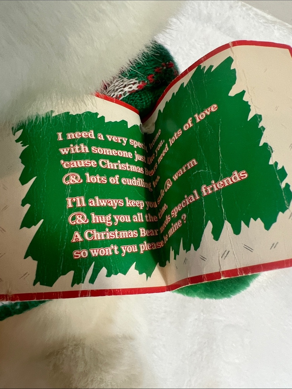 Plush white SantaBear 1990 KMart has tags red green argyle sweater Holiday Bear - Picture 5 of 11